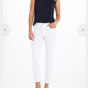 AG Isabelle High Rise Straight Leg Crop Jeans in White in size 28R